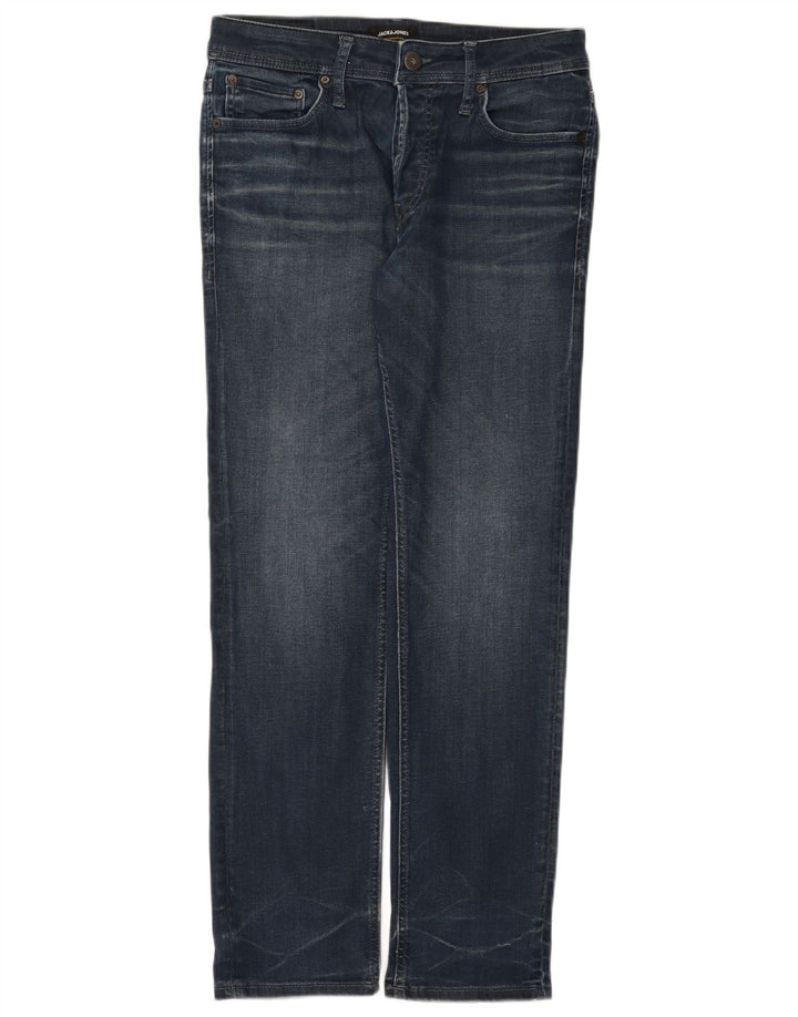 Jack & Jones Herren Straight Jeans W32 L32 Blaue Baumwolle