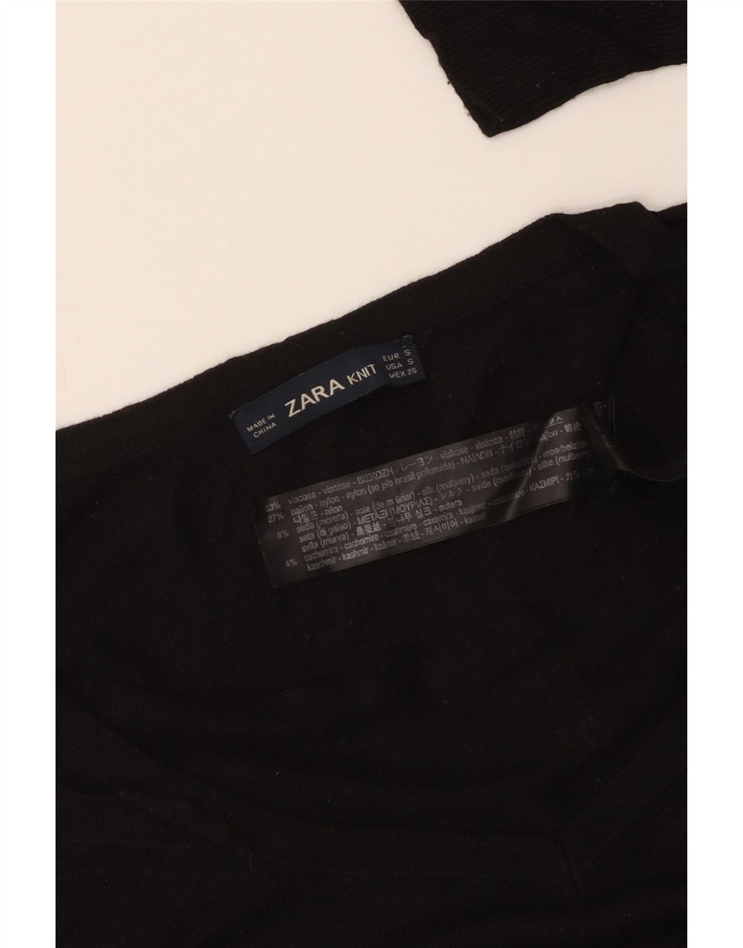 ZARA Damen-Pullover, übergroß, V-Ausschnitt, Gr. 10, Größe S, schwarze Viskose