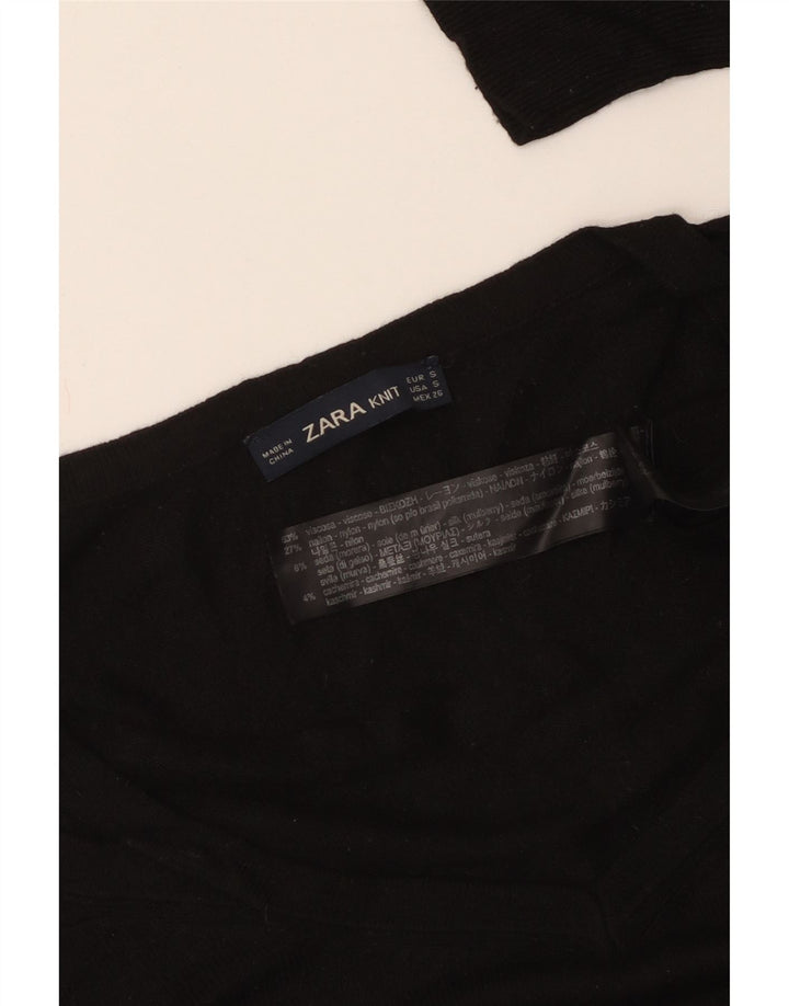 ZARA Damen-Pullover, übergroß, V-Ausschnitt, Gr. 10, Größe S, schwarze Viskose