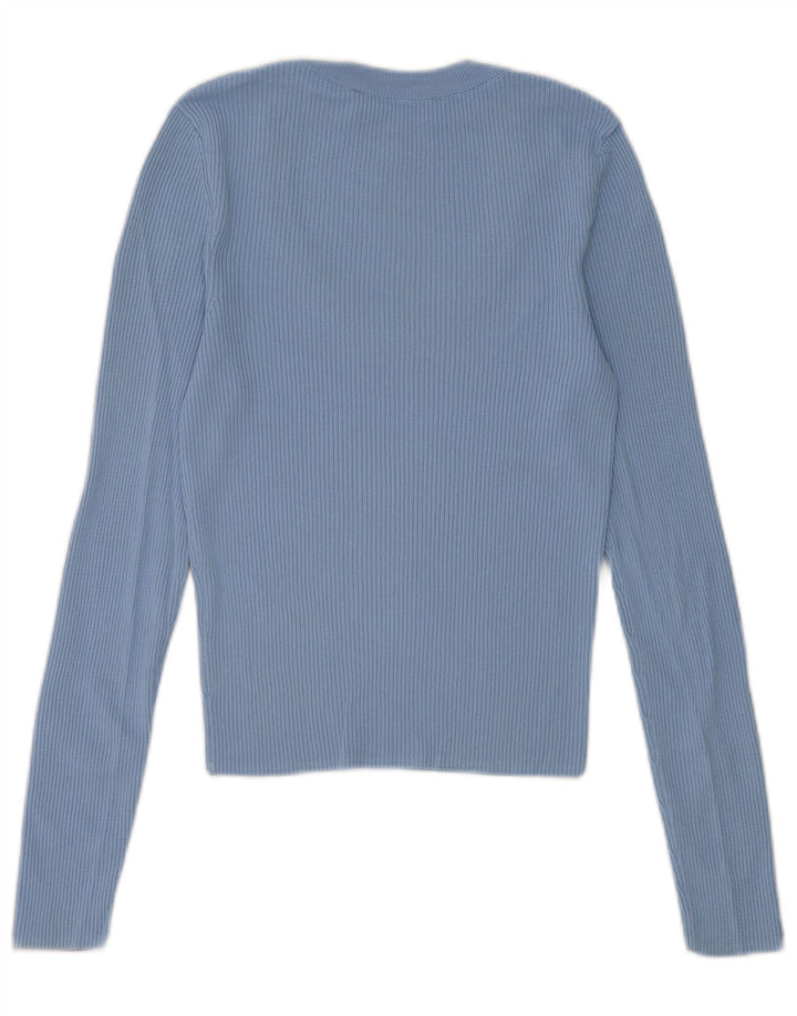 Zara Damen Langarmshirt Langarm UK 12 Mittelblau