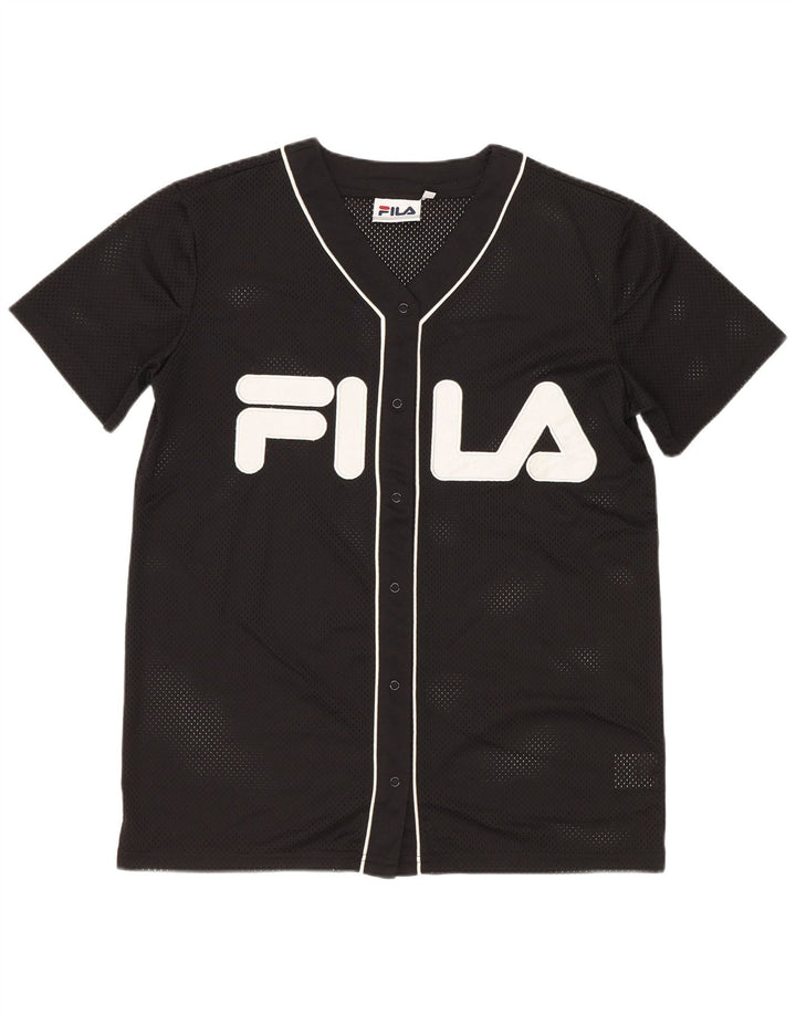 Fila Womens Graphic Oversized Jersey Top UK 6 XS Schwarz Polyester