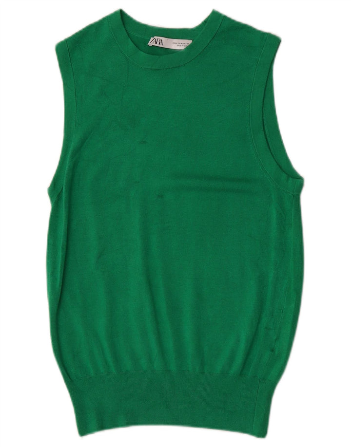 Zara Damen Weste Tank Top UK 12 Mittelgrüne Viskose