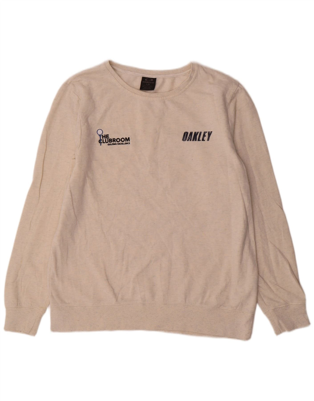 Oakley Herren-Sweatshirt mit Grafik, groß, beige gesprenkelte Baumwolle