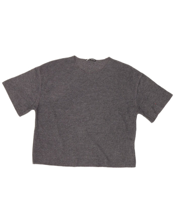Zara Damen Übergroßes T-Shirt Top UK 10 Small Grau Polyester
