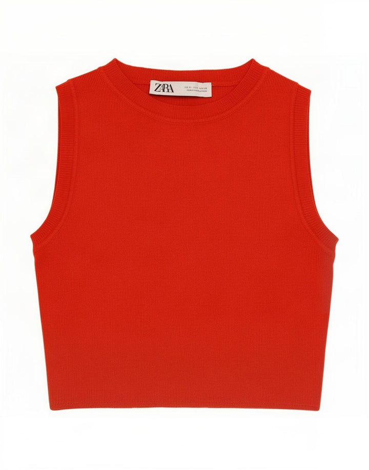 Zara Damen Weste Top UK 8 Small Rote Viskose