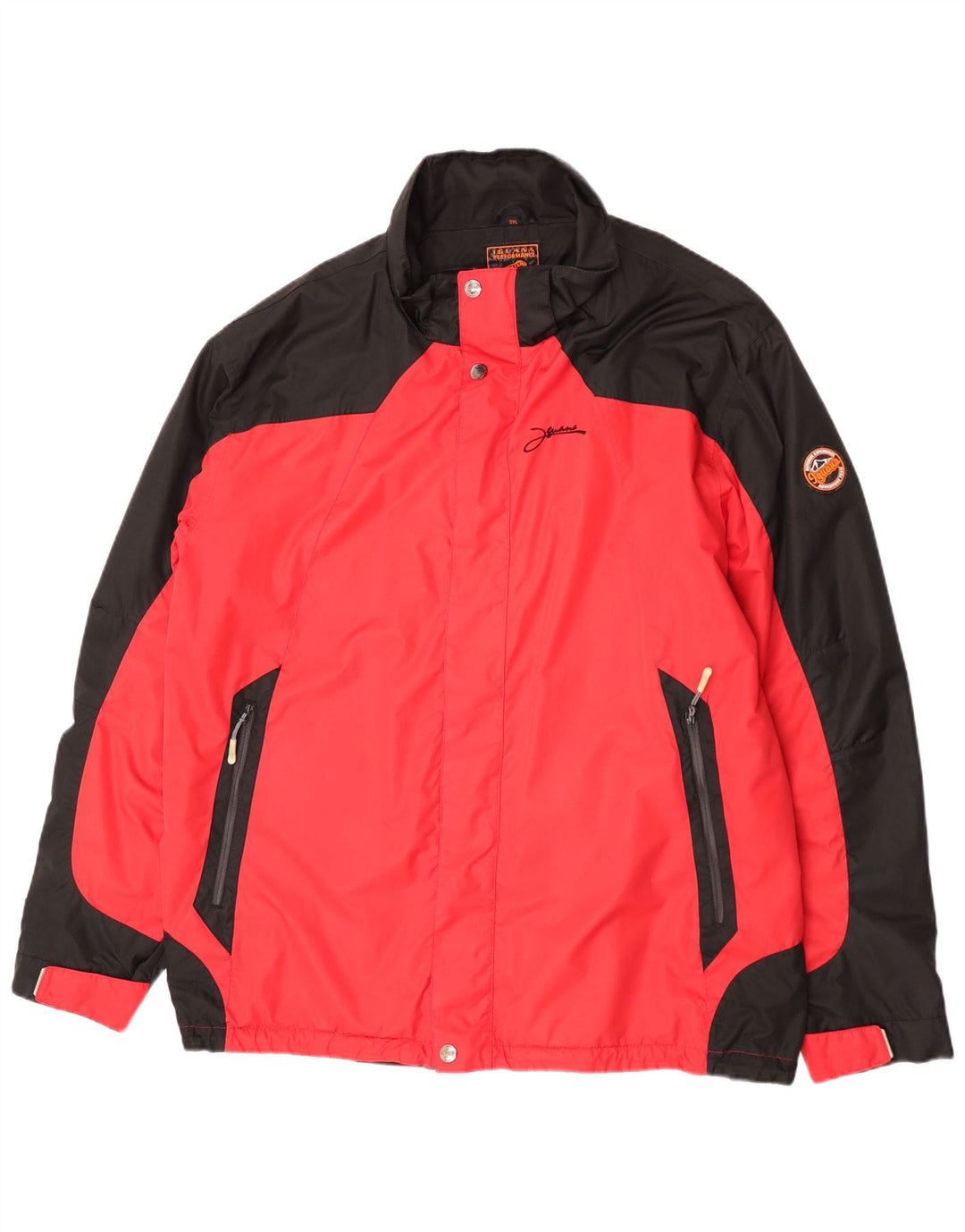 Iguana Herren-Regenjacke, UK 46 3XL, rotes Colourblock-Polyester