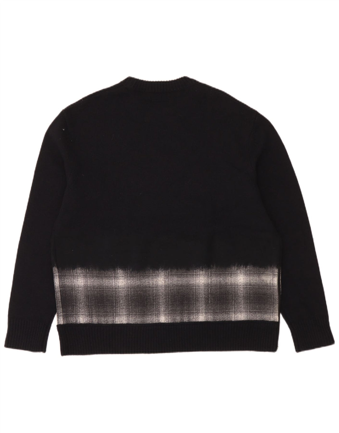 All Saints Herren-Pullover, übergroß, Rundhalsausschnitt, mittelblau, kariert