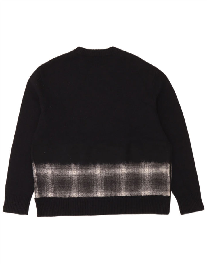 All Saints Herren-Pullover, übergroß, Rundhalsausschnitt, mittelblau, kariert