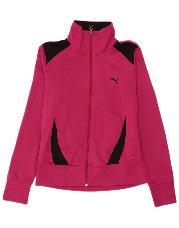 Puma Damen-Trainingsanzug-Top-Jacke UK 14 Mittelrosa Colourblock-Polyester