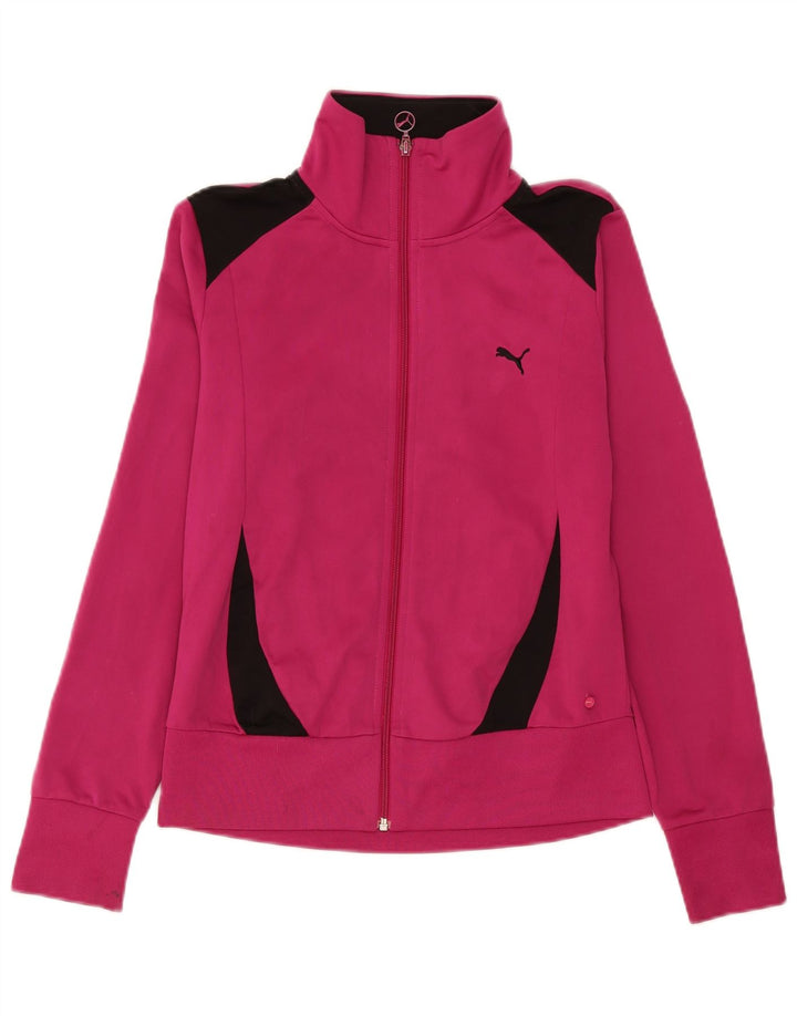 Puma Damen-Trainingsanzug-Top-Jacke UK 14 Mittelrosa Colourblock-Polyester