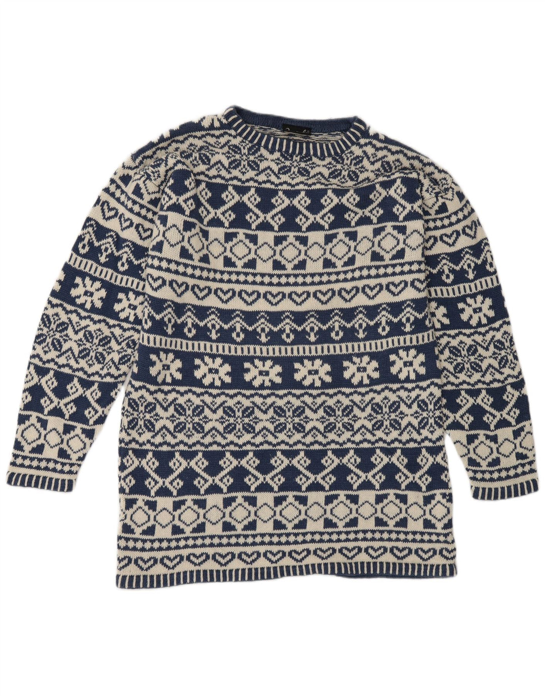Impuls Herren-Pullover mit Rundhalsausschnitt, Größe S, Blau, Fair-Isle-Ramie