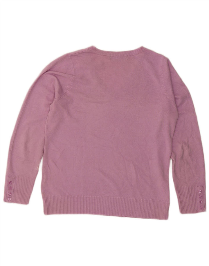 Marks & Spencer Damen-Pullover mit V-Ausschnitt, UK 12, Mittelviolett, Acryl