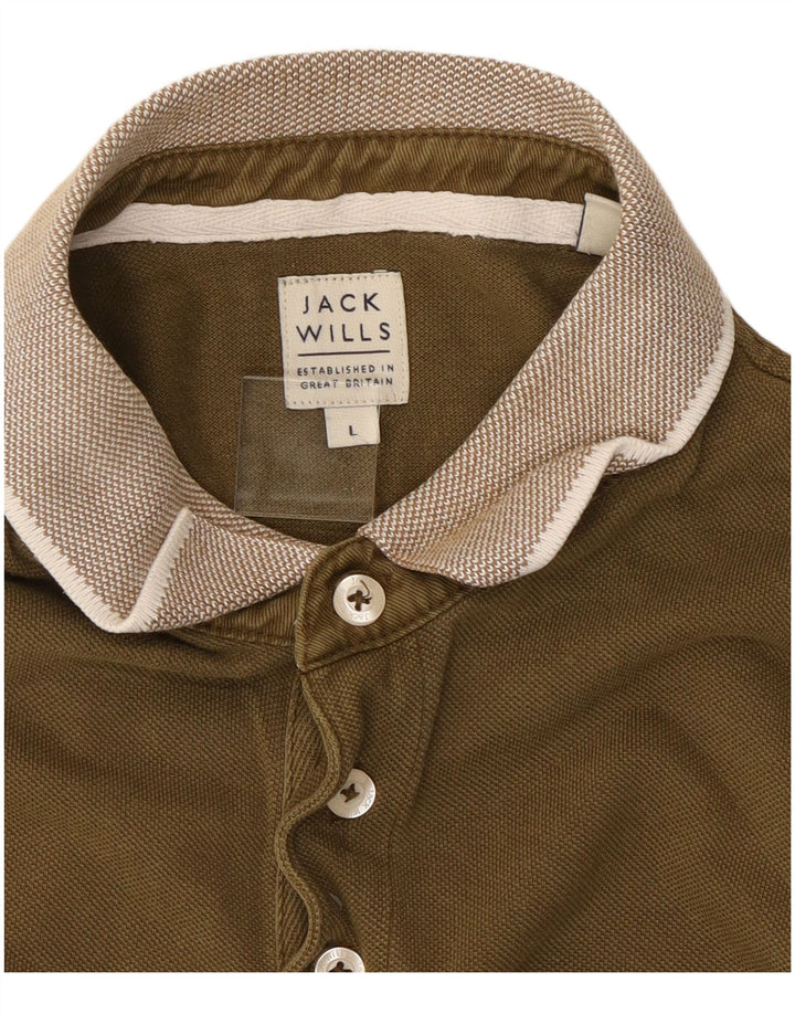 JACK WILLS Herren-Poloshirt, große Khaki-Baumwolle