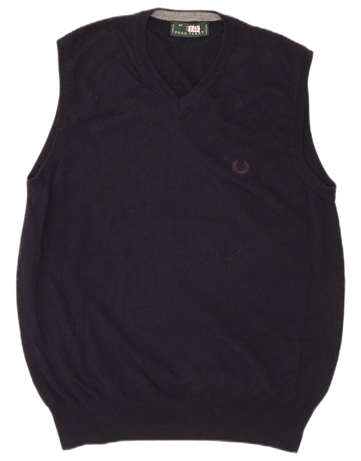Fred Perry Herren Weste Tank Top Große Marineblaue Wolle