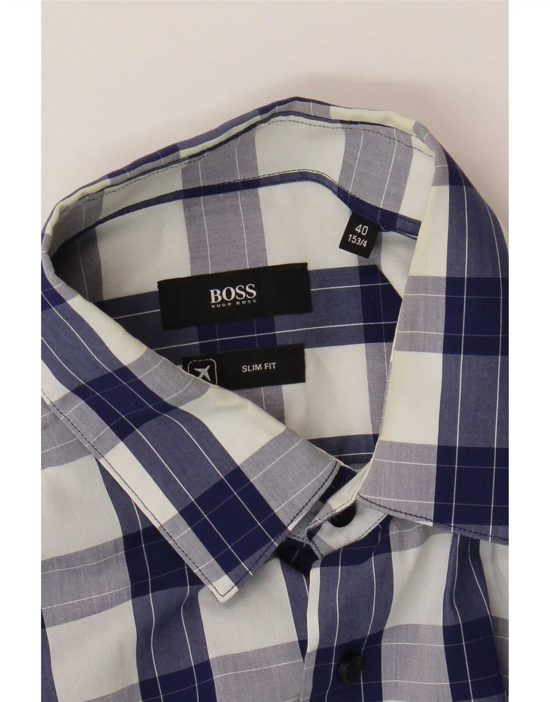 Hugo Boss Herren Slim Fit Hemd Größe 40 15 3/4 Mittelblau kariert