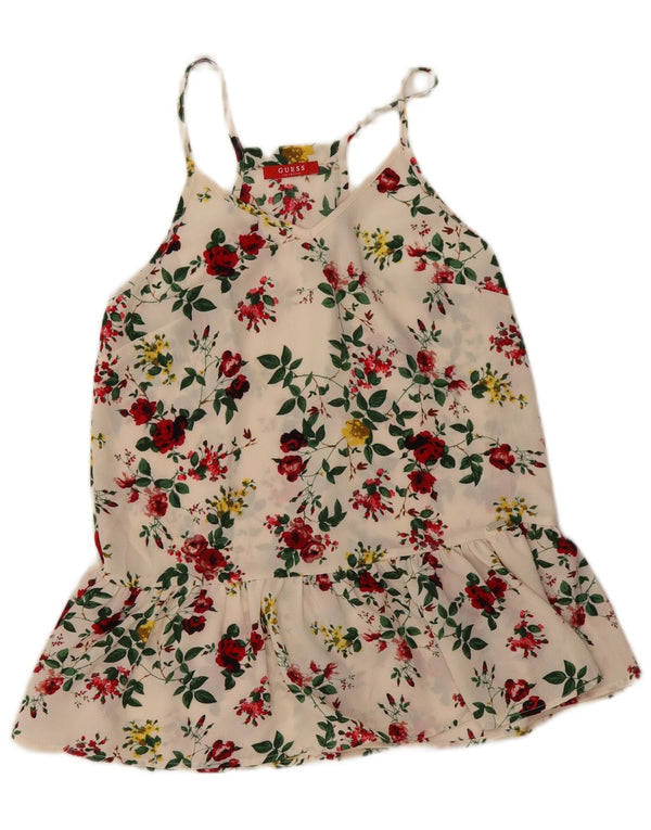 Guess Damen-Sommerkleid, UK 6 XS, gebrochenes Weiß, Blumenmuster, Polyester