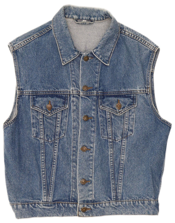 Vintage Herren Denim Gilet UK 40 Large Blue Cotton