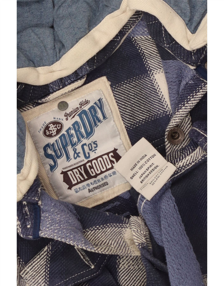 Superdry Herren-Lumberjack-Flanellhemd mit Kapuze in Mittelblau mit Aztekenmuster