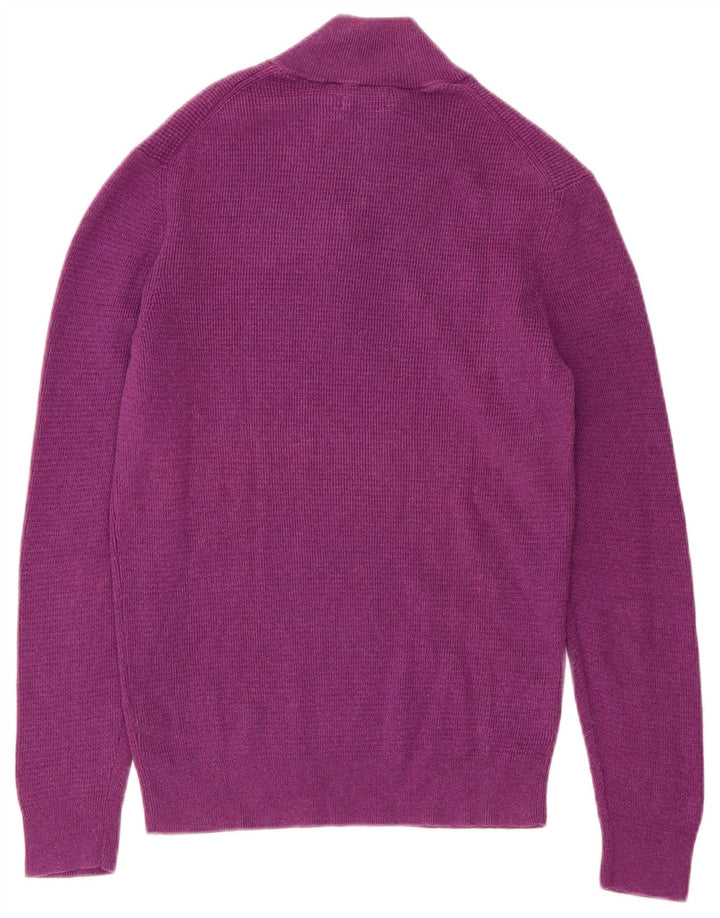 Massimo Dutti Herren-Pullover mit Reißverschluss am Hals, mittelviolette Baumwolle