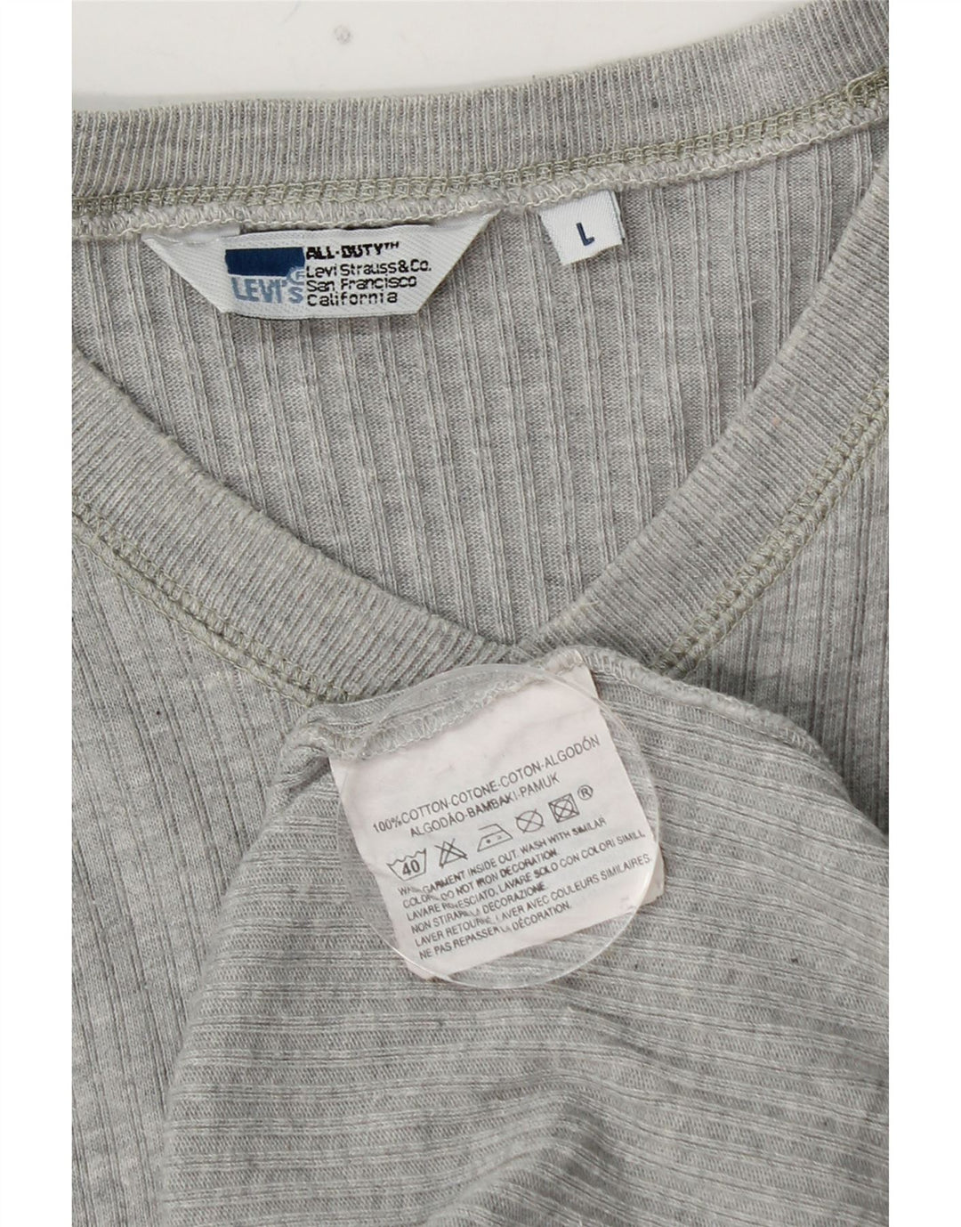 LEVI'S Herren-Oberteil, langärmelig, groß, graue Baumwolle