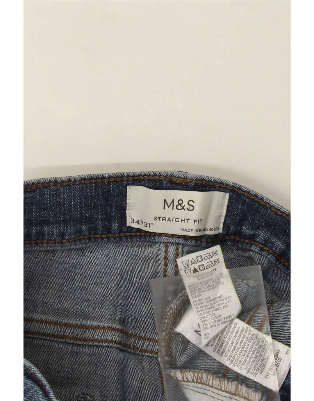 Marks & Spencer Herren Straight Jeans W34 L31 Blaue Baumwolle