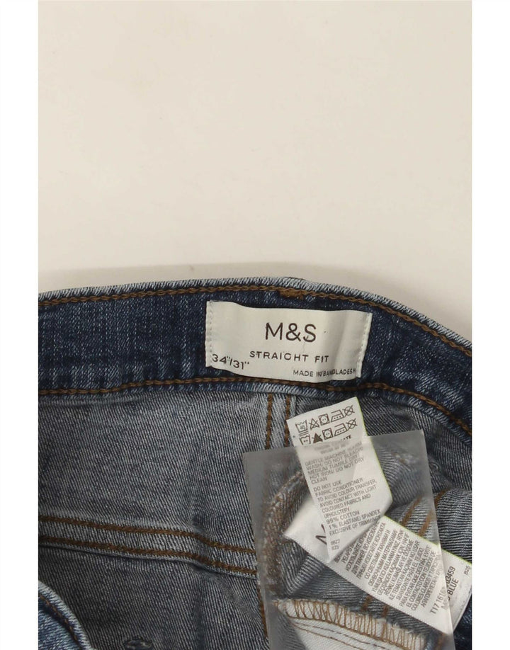 Marks & Spencer Herren Straight Jeans W34 L31 Blaue Baumwolle