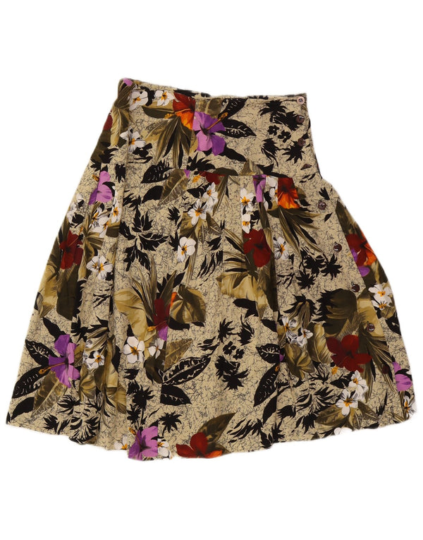 Vintage Damen A-Linie Rock W26 Small Beige Floral