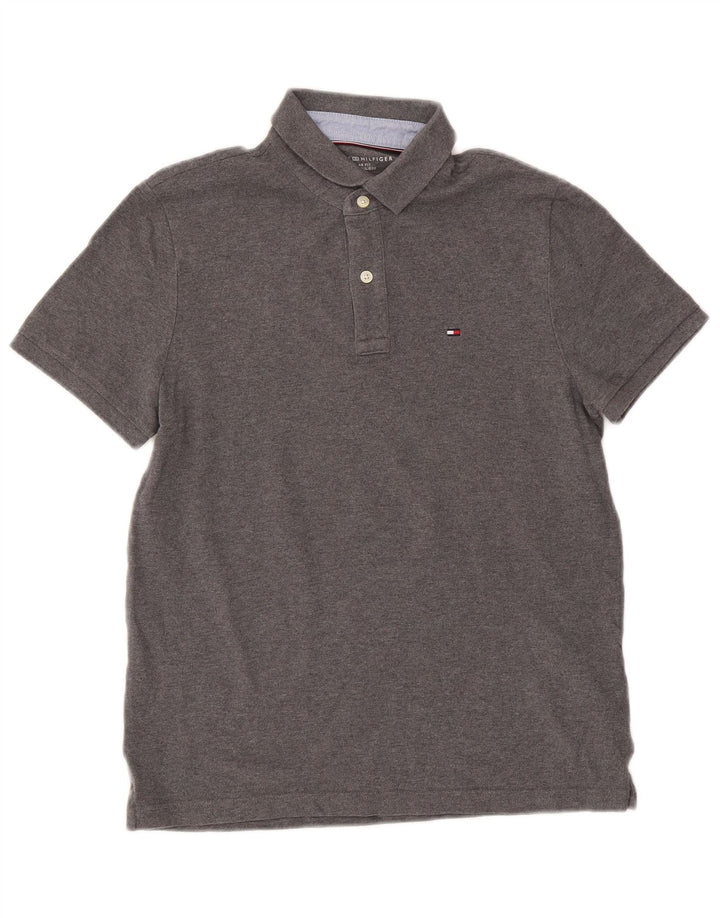 Tommy Hilfiger Herren-Poloshirt mit normaler Passform, kleine graue Baumwolle