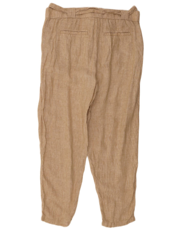 Marks & Spencer Damen Tapered Chinohose UK 18 XL W38 L29 Beige Leinen