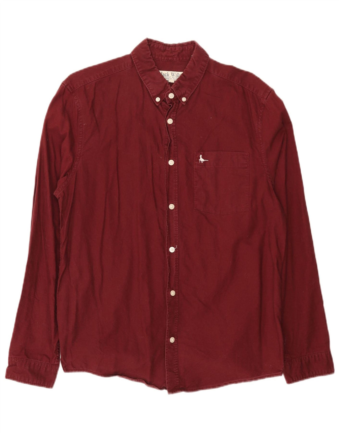 Jack Wills Slim-Fit-Hemd für Herren aus mittlerer burgunderroter Baumwolle
