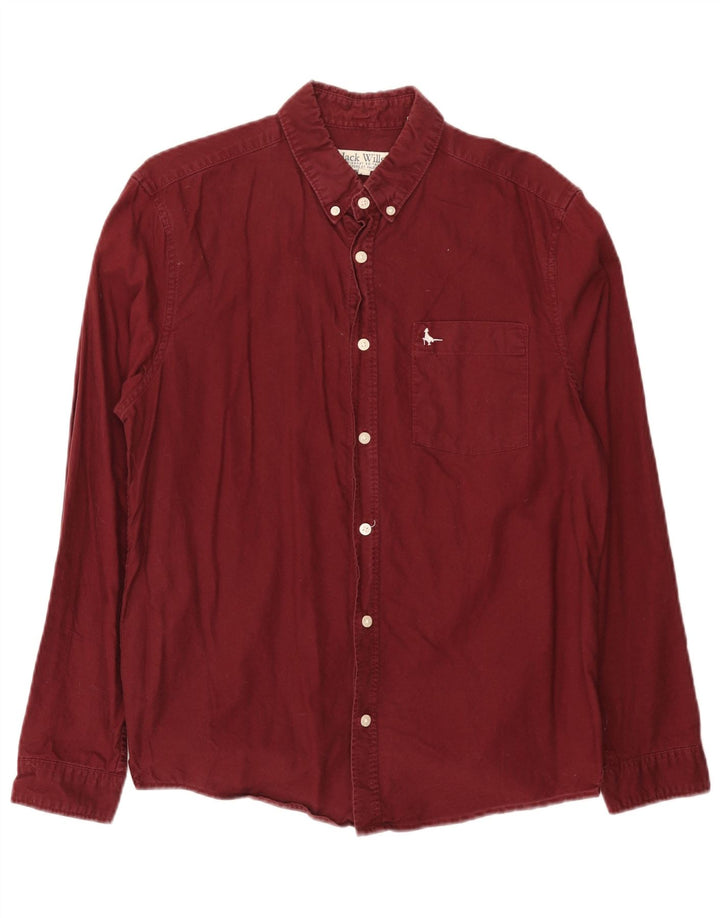 Jack Wills Slim-Fit-Hemd für Herren aus mittlerer burgunderroter Baumwolle