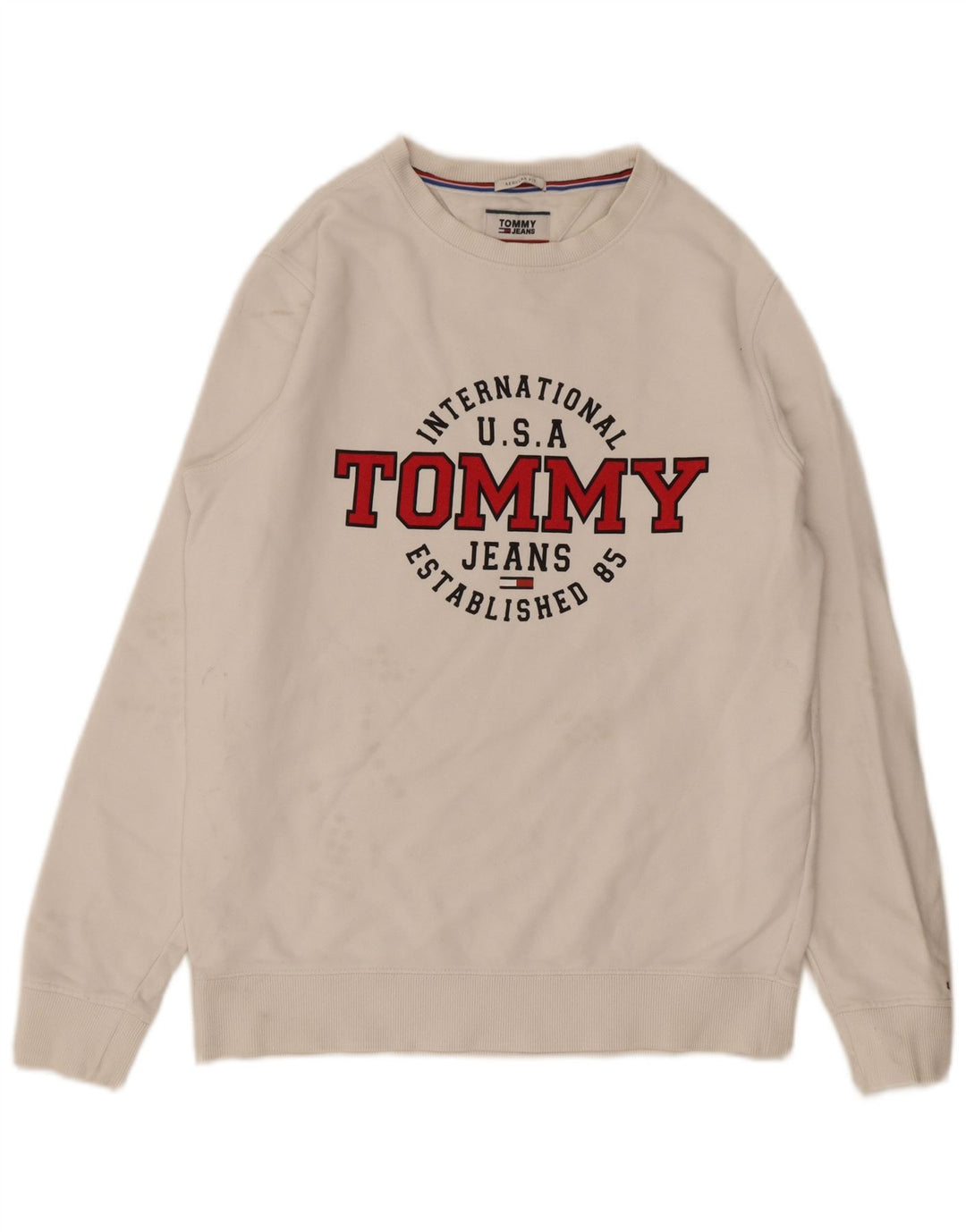 Tommy Hilfiger Herren-Sweatshirt mit normaler Passform, mittelweiße Baumwolle