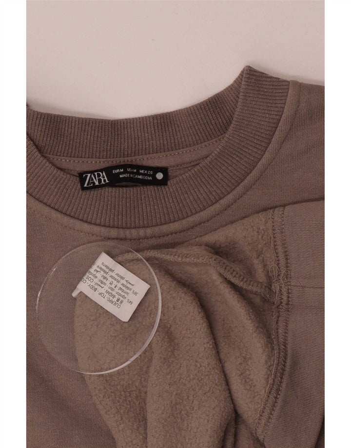 Zara Damen Sweatshirt-Pullover UK 14 Mittelgraue Baumwolle