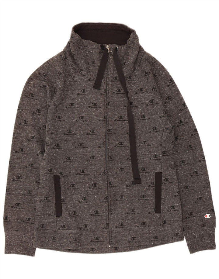 Champion Damen-Trainingsanzugoberteil mit Grafik, Größe UK 12, mittelgraue Baumwolle