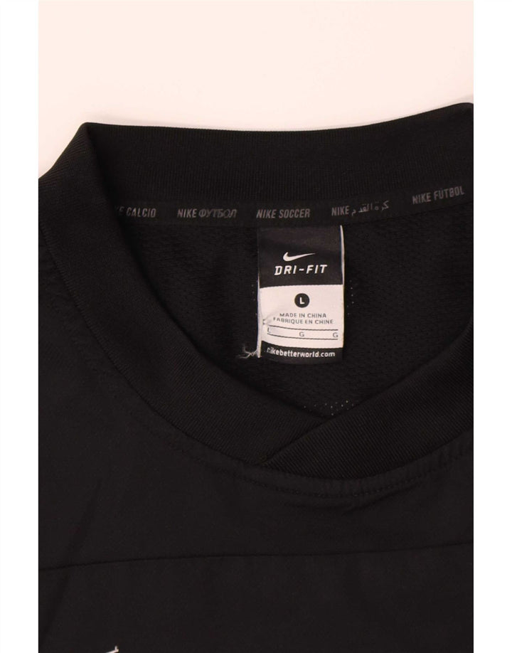 Nike Herren Dri Fit Grafik-Oberteil, langärmelig, groß, schwarzes Farbblock-Polyester