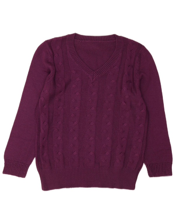 Vintage Damen V-Ausschnitt Pullover Pullover UK 16 Groß Lila Acryl