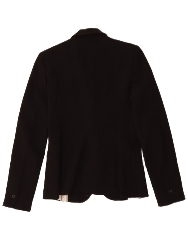 Zara Damen 1-Knopf-Blazerjacke UK 10 Small Schwarz Polyester