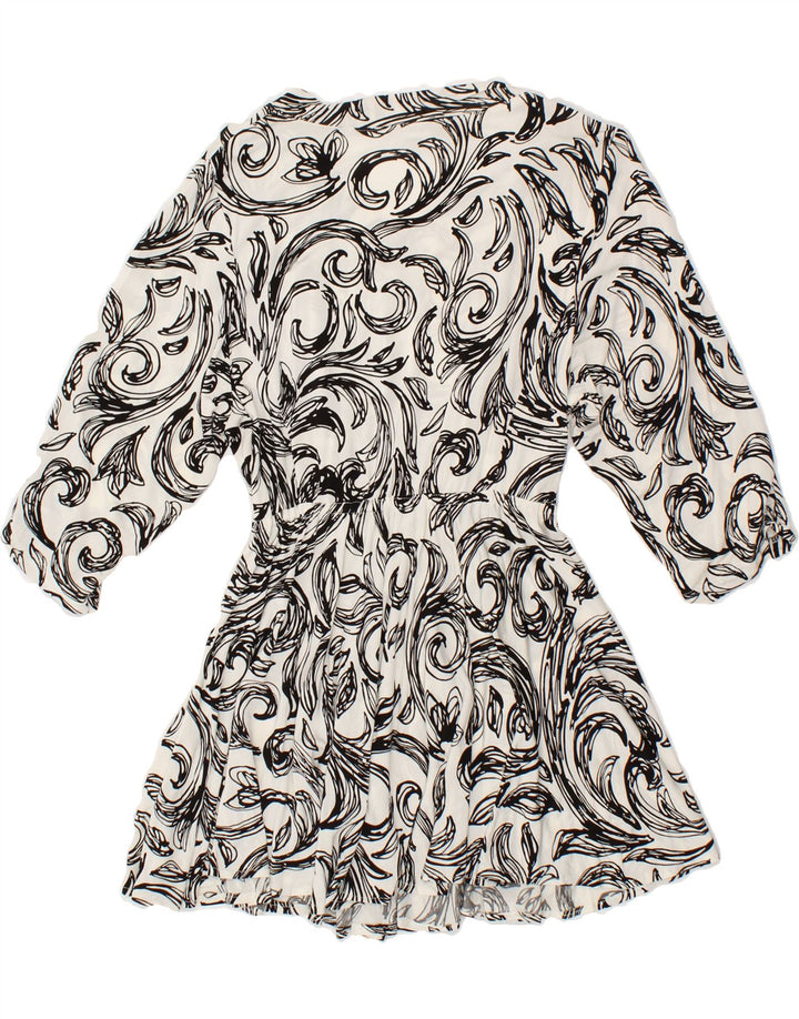 VINTAGE Womens Abstract Pattern 3/4 Sleeve Tunic Dress IT 40 Small White | Vintage Vintage | Thrift | Second-Hand Vintage | Used Clothing | Messina Hembry 
