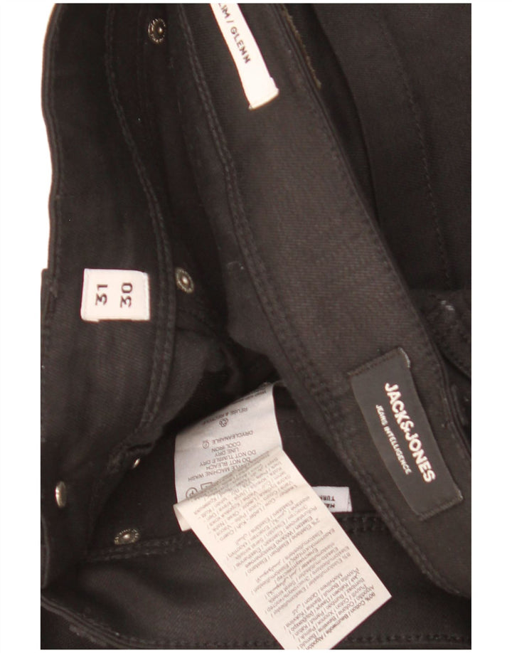 Jack & Jones Herren GLENN Slim Jeans W31 L30 Schwarze Baumwolle