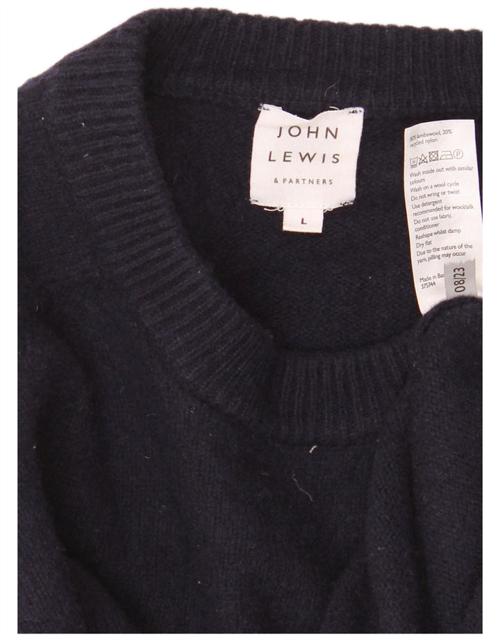 John Lewis Herren-Pullover mit Rundhalsausschnitt, groß, marineblaue Lammwolle