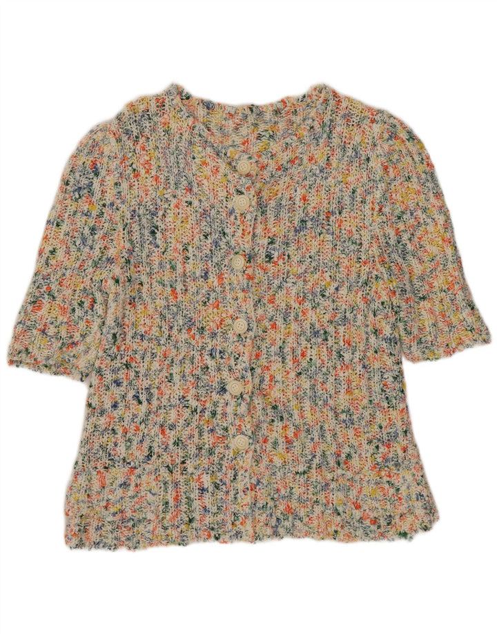 Vintage Damen Kurzarm-Cardigan-Pullover UK 8 Small Bunt