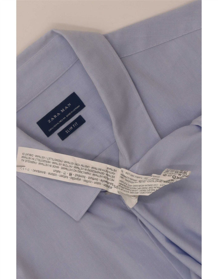 Zara Herren Slim Fit Hemd XL Blau Baumwolle