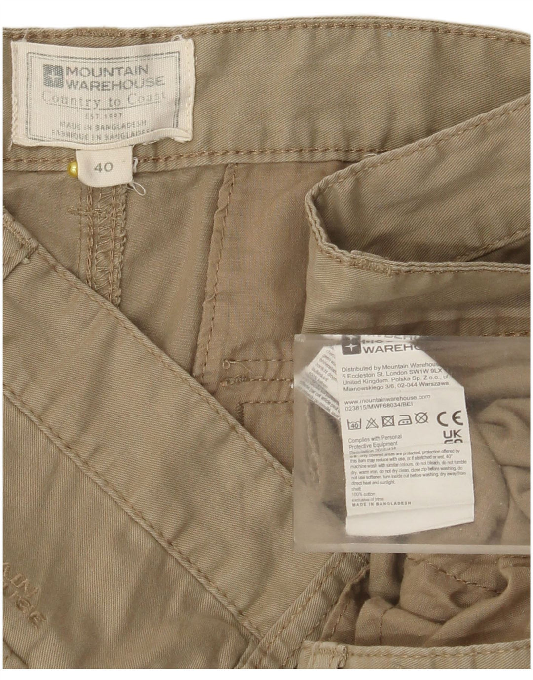 Mountain Warehouse Herren-Cargoshorts W40 XL Khaki Baumwolle