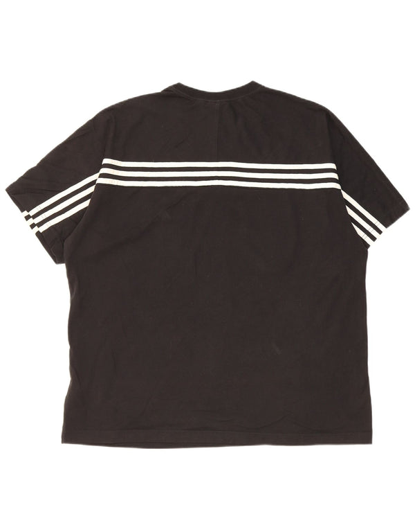 Adidas Herren T-Shirt mit normaler Grafik, groß, schwarz gestreift, Baumwolle