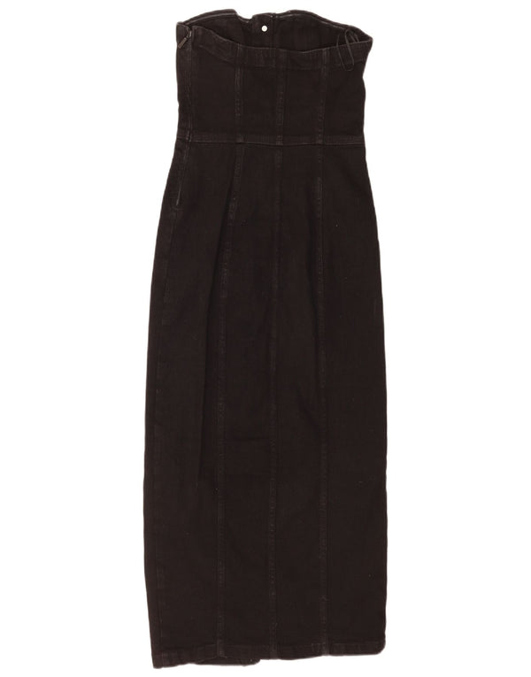 Zara Womens Denim Strapless Dress UK 4 XS Black Cotton
