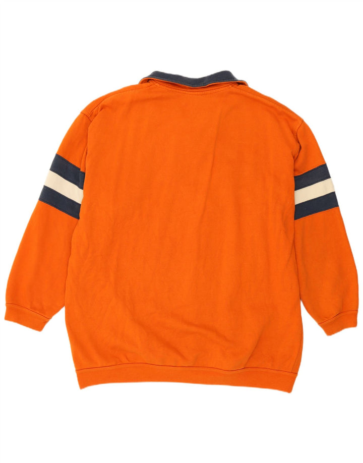 Champion Herren-Sweatshirt mit grafischem Reißverschluss, Größe L, Orange, Farbblock