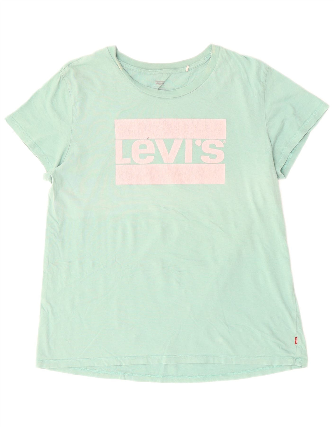 LEVI'S Damen Grafik-T-Shirt-Oberteil UK 16 Large Türkis Baumwolle