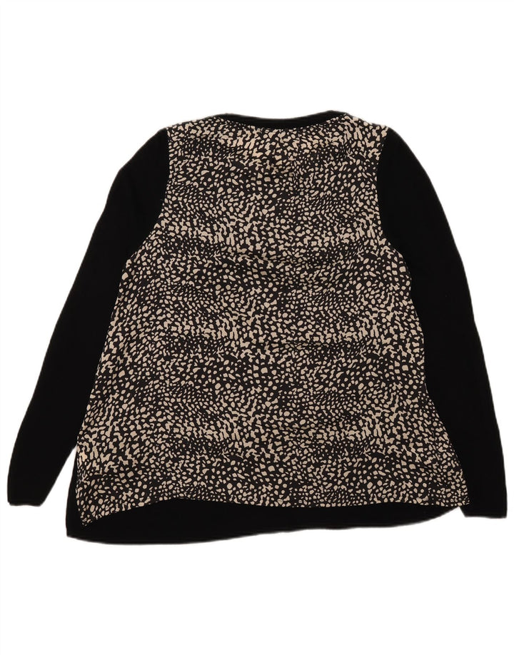 Marks & Spencer Damen Top Langarm UK 12 Medium Schwarz Animal Print