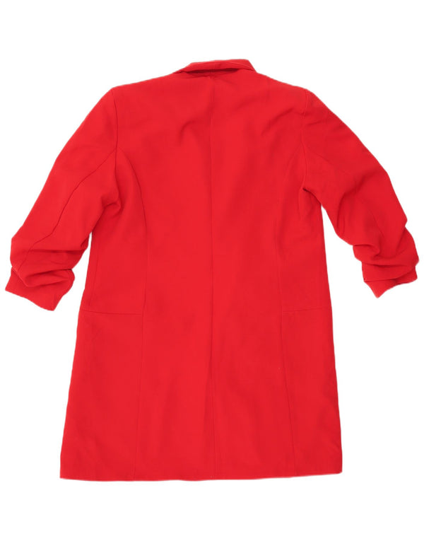Zara Womens Open Overcoat UK 6 XS Rote Baumwolle