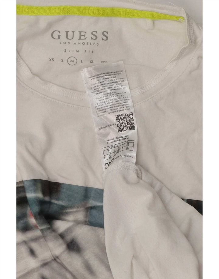 Guess Slim-Fit-Grafik-T-Shirt-Oberteil für Herren aus mittelweißer Baumwolle